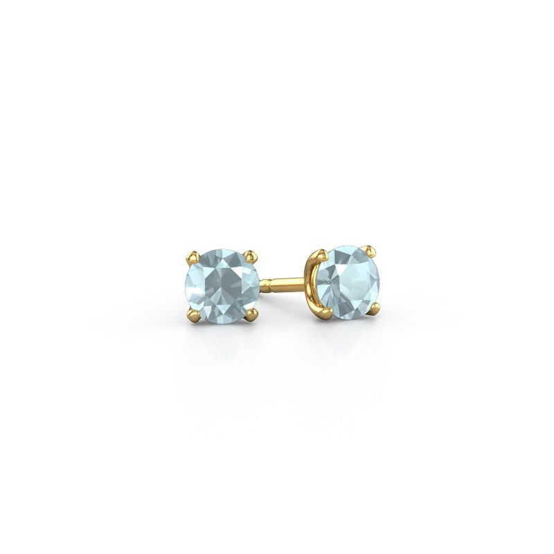 Stud earrings Sam RND 585 gold aquamarine 5 mm