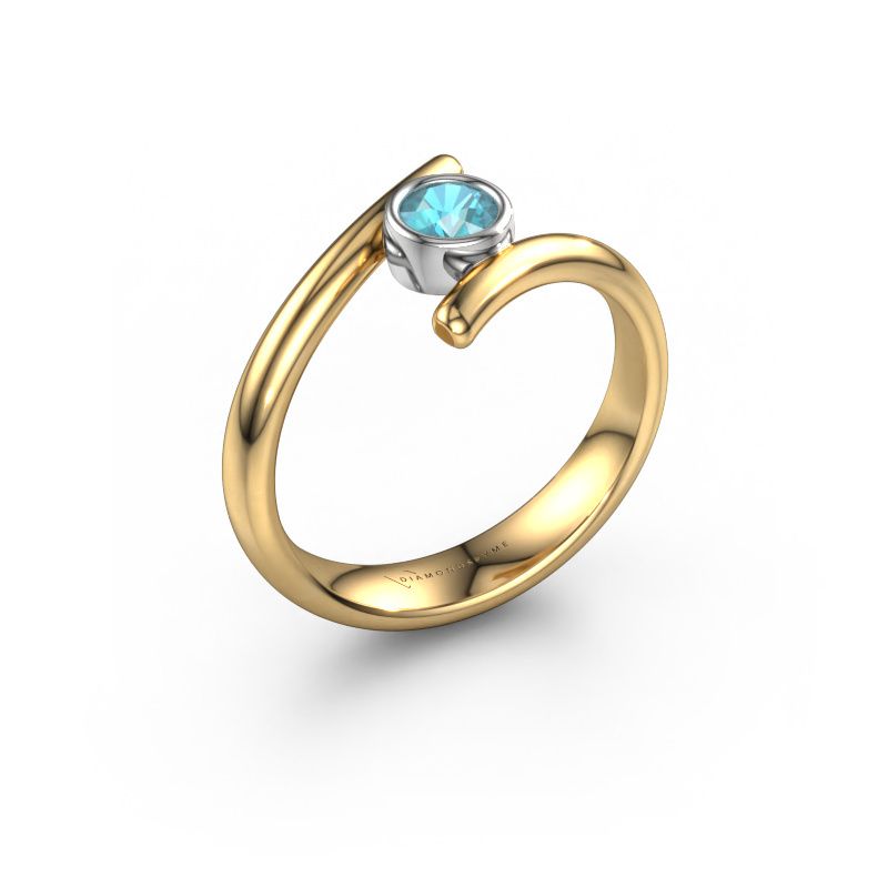 Ring Mary 585 gull blå topas 4 mm