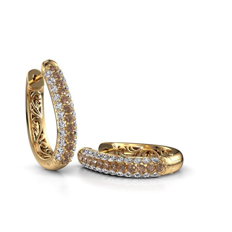 Image of Hoop earrings Danika 12.5 A 585 gold brown diamond 1.360 crt