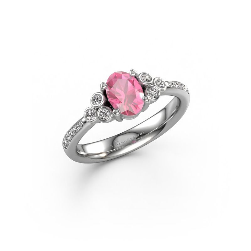 Engagement ring Lucy 2 950 platinum pink sapphire 7x5 mm