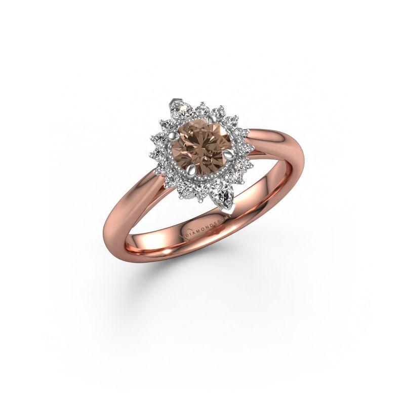 Bague de fiançailles Susan 585 or rose diamant brun 0.885 crt