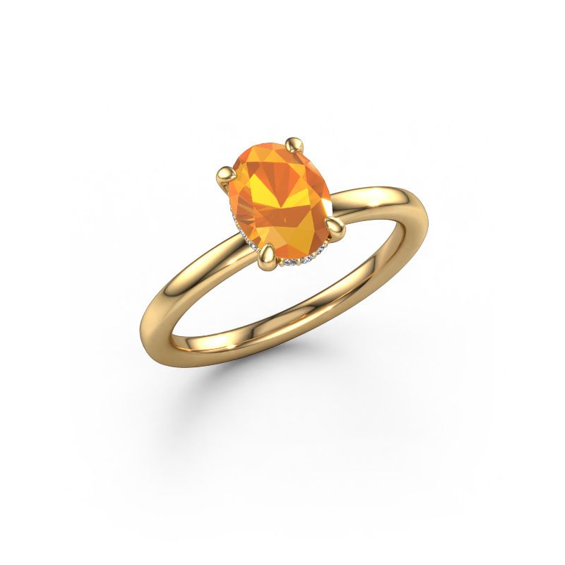 Engagement ring Simone OVL 2 585 gold citrin 8x6 mm