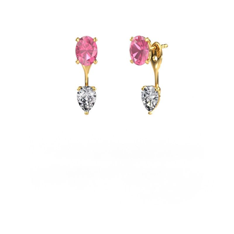 Drop earrings Kate OVL-PER 585 gold pink sapphire 7x5 mm