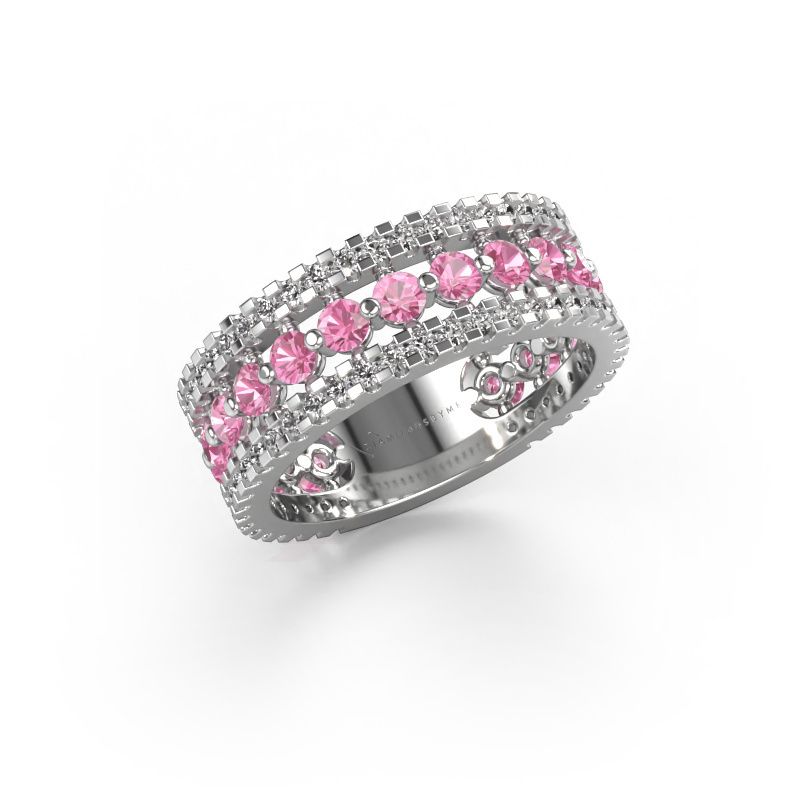 Ring Elizbeth 2 585 white gold pink sapphire 2.4 mm