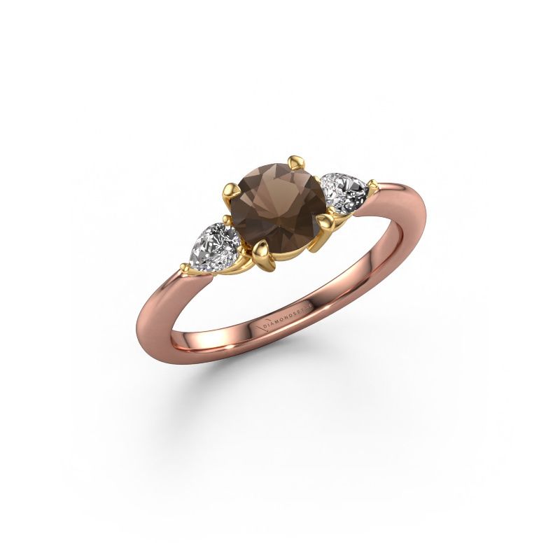 Verlobungsring Chanou RND 585 Roségold Rauchquarz 6 mm