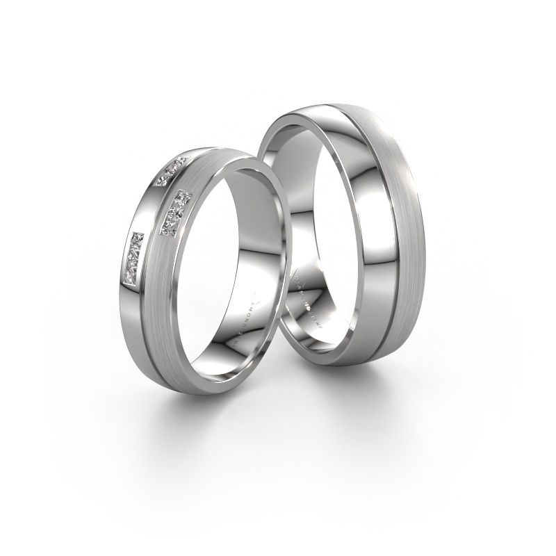 Eheringe set WH0206LM25APM ±5x1.7 mm 14 Karat Weißgold Diamant 0.012 crt