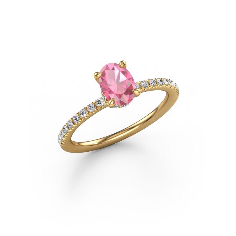 Engagement ring Crystal OVL 4 585 gold pink sapphire 7x5 mm