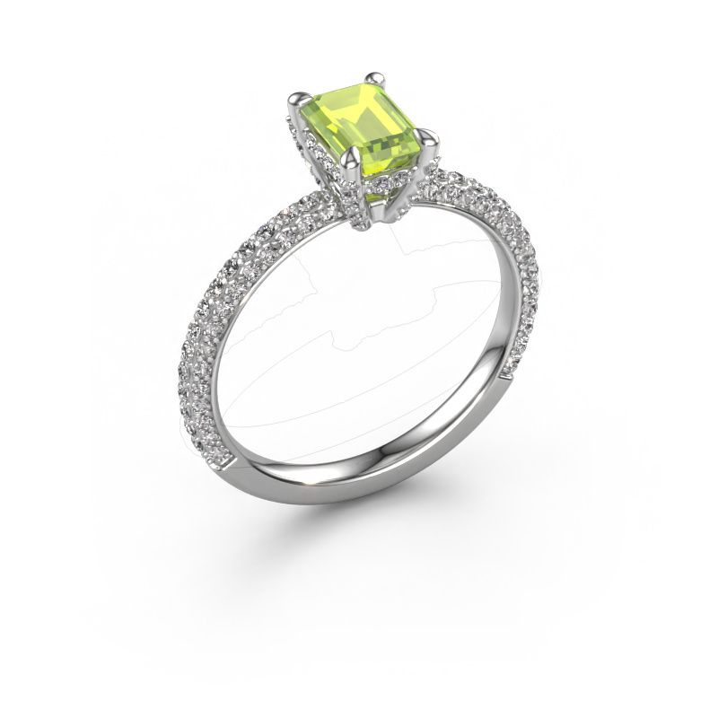Engagement ring Saskia EME 2 950 platinum peridot 6.5x4.5 mm