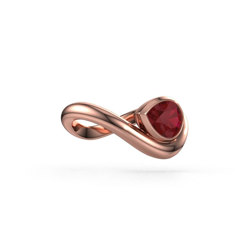 Bague Lena 585 or rose rubis 8x6 mm