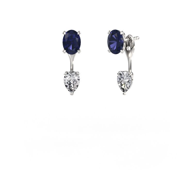 Drop earrings Kate OVL-PER 950 platinum sapphire 7x5 mm