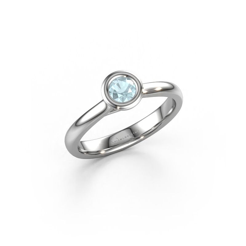 Bague de fiançailles Kaylee 585 or blanc aigue-marine 4 mm