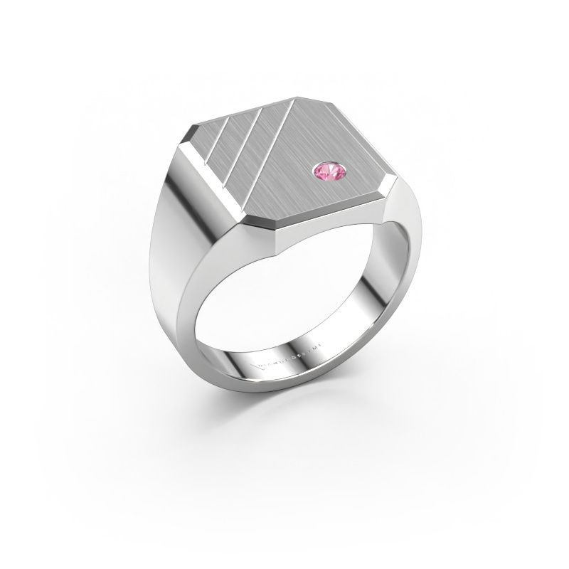 Signet ring Patrick 3 950 platinum pink sapphire 2.5 mm