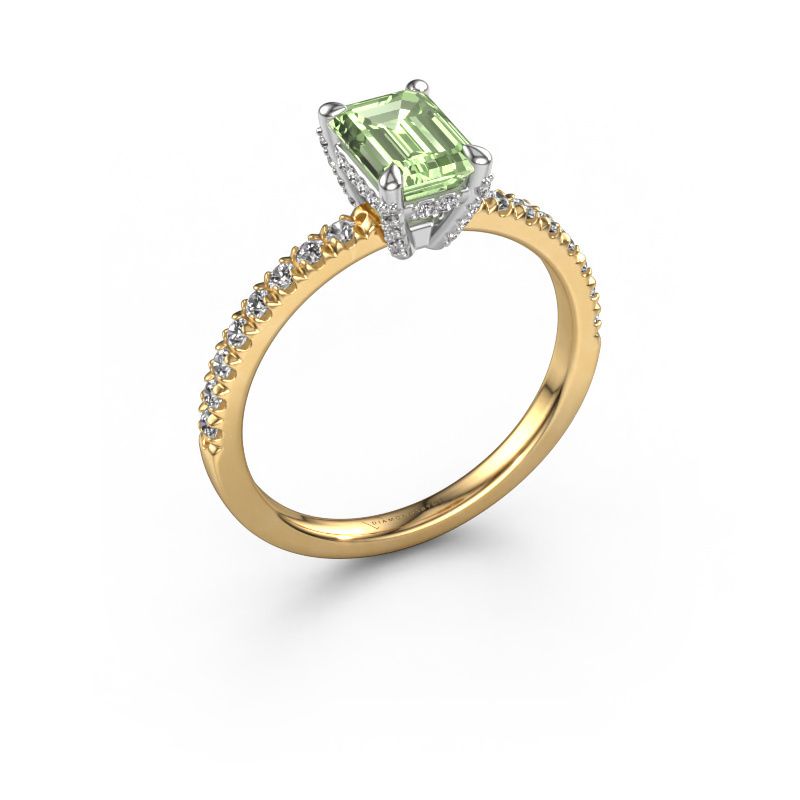 Engagement ring Saskia EME 1 585 gold green lab grown diamond 7x5 mm