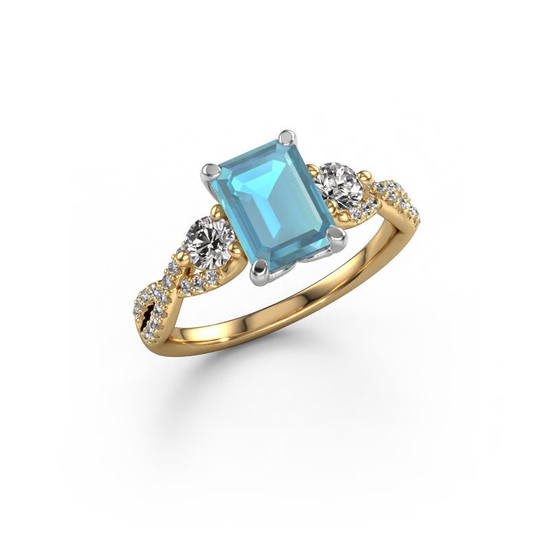 Engagement ring Marilou EME 585 gold blue topaz 8x6 mm