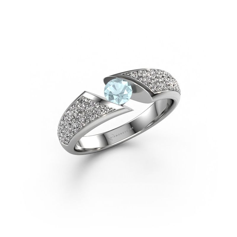Verlobungsring Hojalien 3 585 Weißgold Aquamarin 4.2 mm