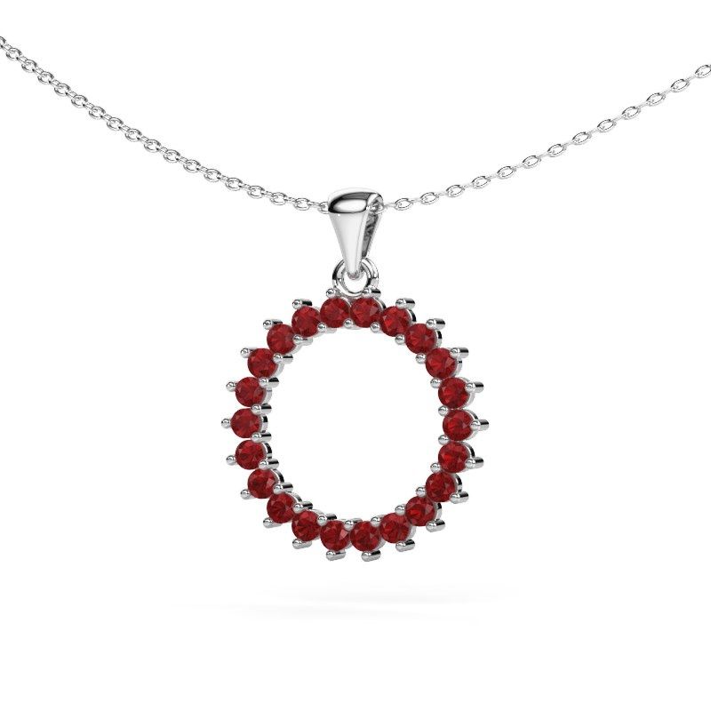 Pendant Round 3 585 white gold ruby 2 mm