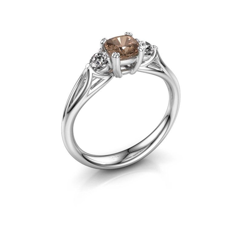 Afbeelding van Verlovingsring Amie cus 585 witgoud bruine diamant 0.70 crt