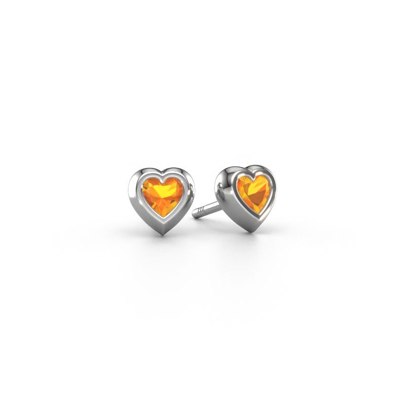 Clous d'oreilles Charlotte 585 or blanc citrine 4 mm