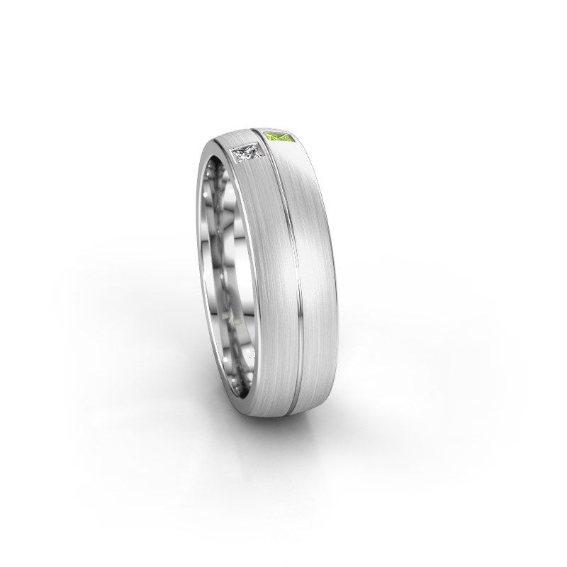 Afbeelding van Trouwring WH0250L26BM 585 witgoud peridoot ±6x2 mm