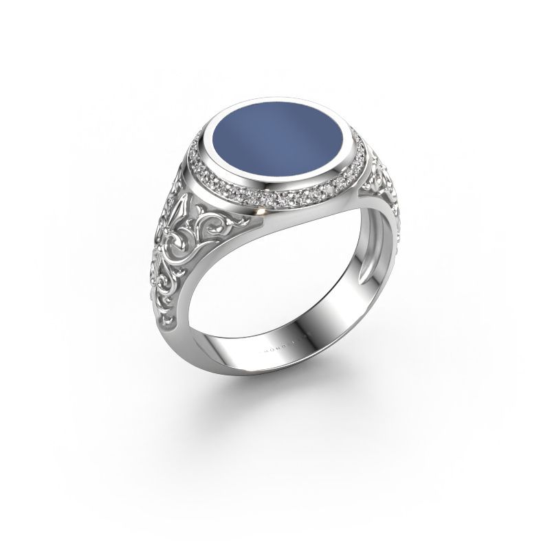 Siegelring Moor 2 585 Weißgold Blau Lagenstein 10 mm