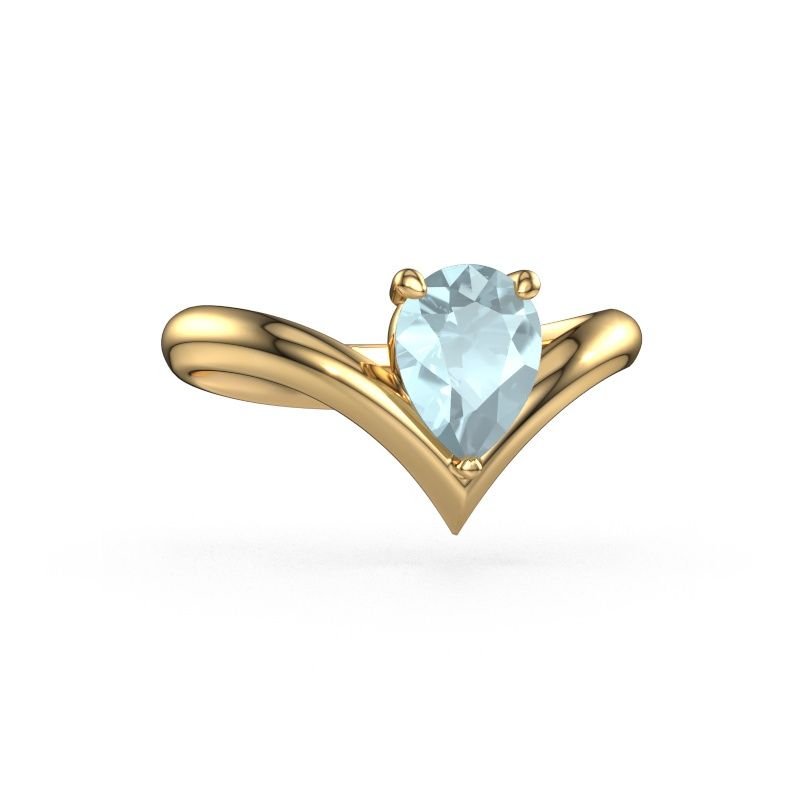 Verlovingsring Maddy PER 585 goud aquamarijn 8x6 mm