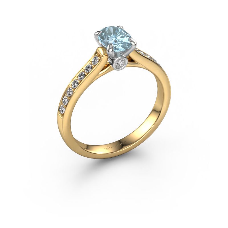 Engagement ring Valorie ovl 2 585 gold blue lab grown diamond 7x5 mm