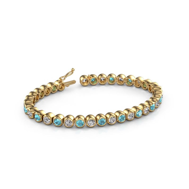 Bracciale tennis Bianca 4 mm 585 oro topazio blu 4 mm