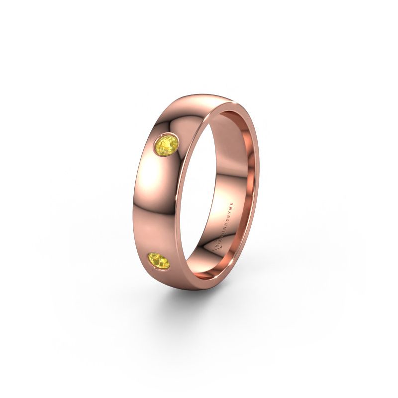 Huwelijksring WH0104L25AP 585 rosé goud gele saffier 2.5 mm ±5x1.7 mm