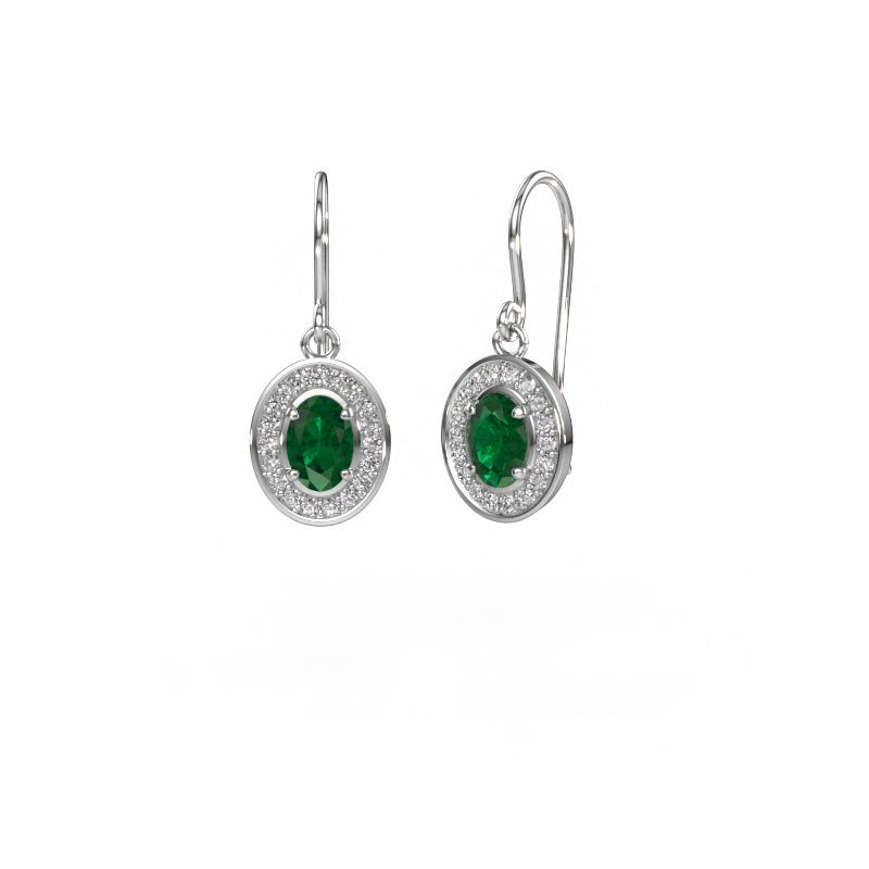 Pendants d'oreilles Layne 1 950 platine emeraude 6.5x4.5 mm