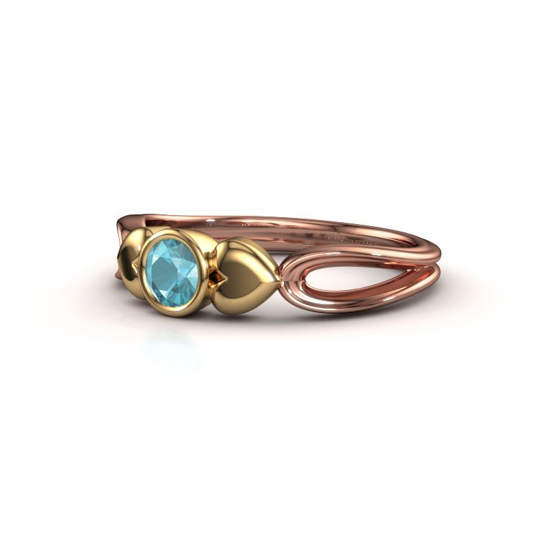Afbeelding van Ring lorrine<br/>585 rosé goud<br/>Blauw topaas 4 mm