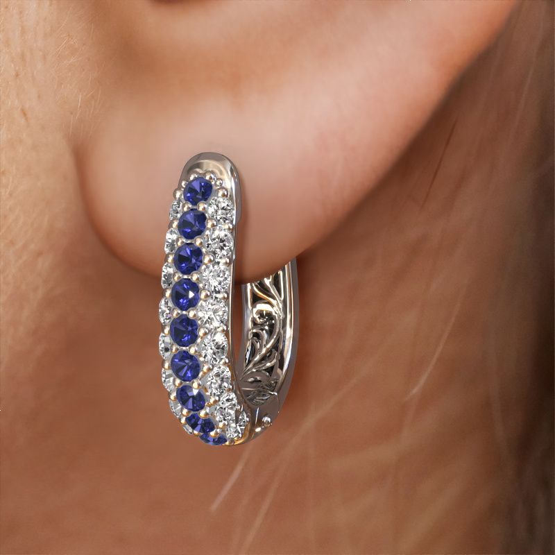 Image of Hoop earrings Danika 8.5 A 950 platinum sapphire 1.7 mm