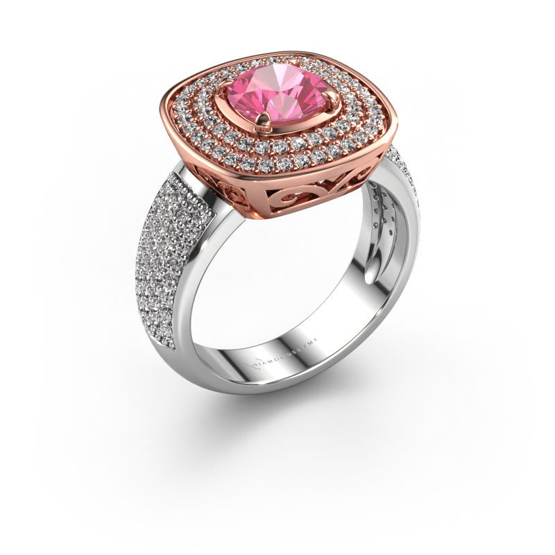 Ring Eliana 585 rosé goud roze saffier 6 mm