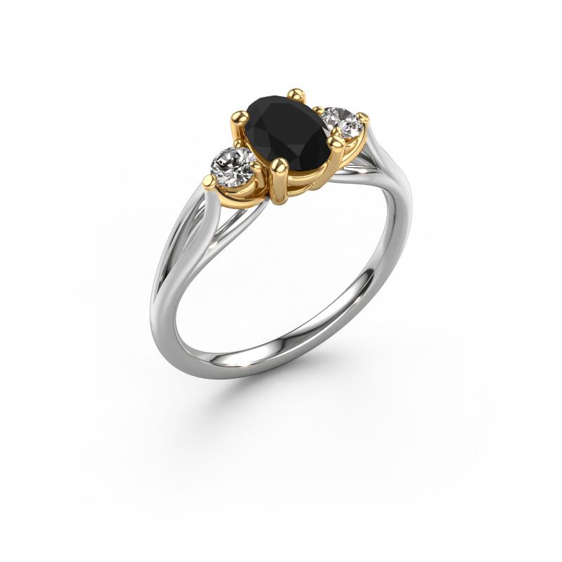 Bague de fiançailles Amie OVL 585 or blanc diamant noir 1.25 crt