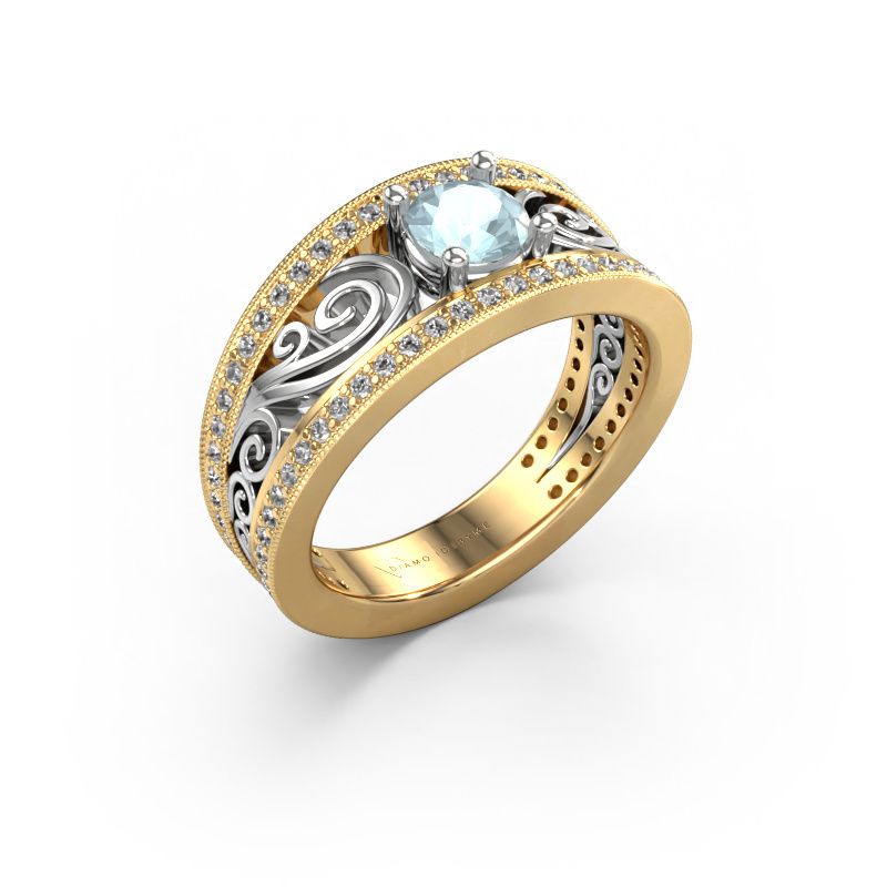 Verlovingsring Julliana 585 goud aquamarijn 5 mm