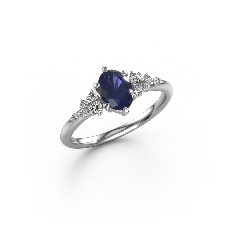 Ring Royce OVL 585 white gold sapphire 7x5 mm