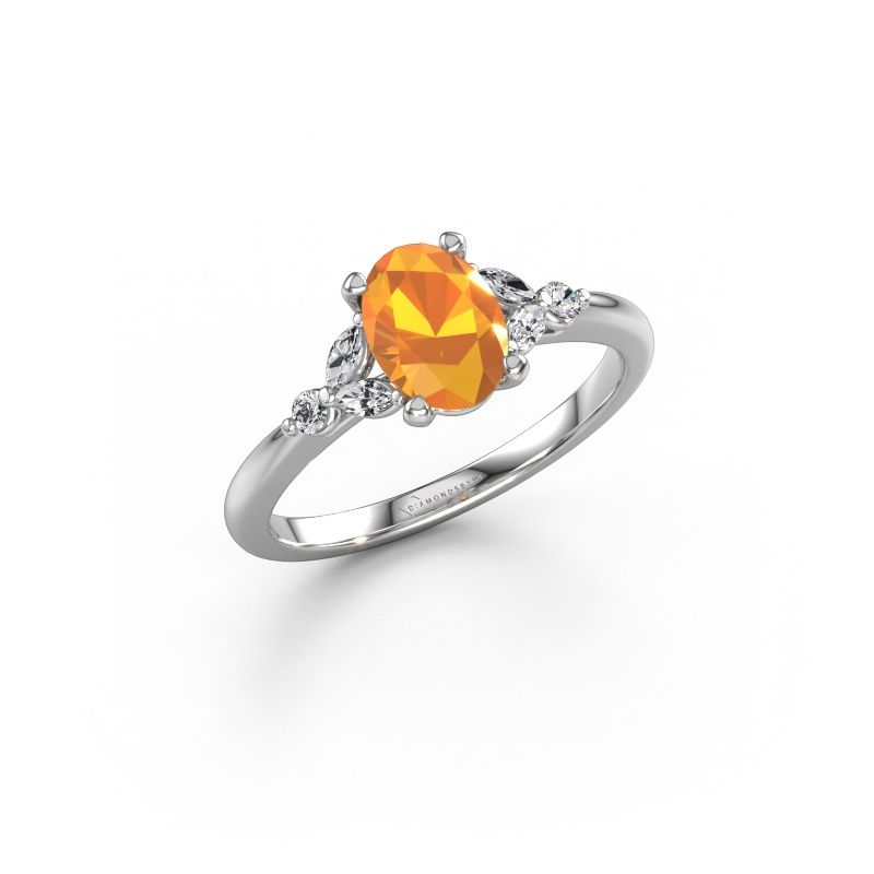 Bague de fiançailles Megan OVL 950 platine citrine 7,5x5,5 mm