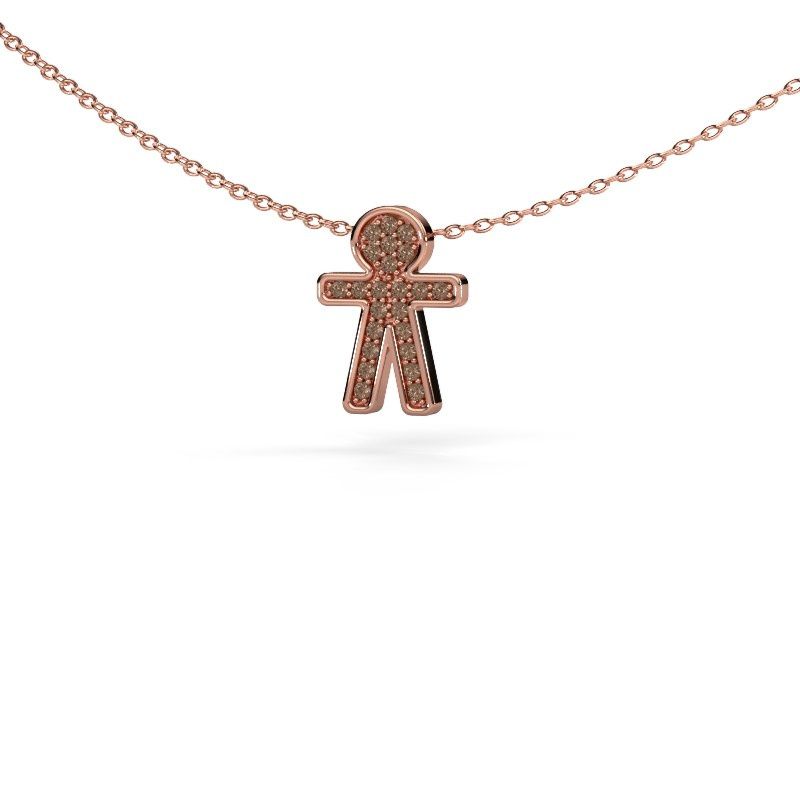 Hanger Boy 585 rosé goud bruine diamant 0.115 crt