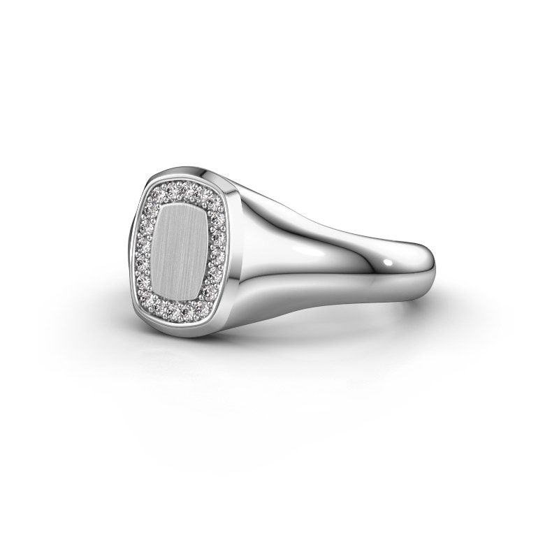 Image of Men's ring floris cushion 1<br/>585 white gold<br/>Diamond 0.15 crt