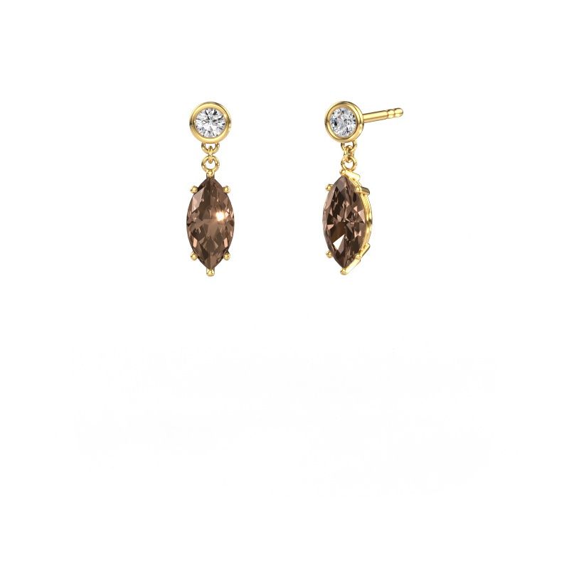 Pendants d'oreilles Lacey MRQ 585 or jaune diamant brun 2.20 crt