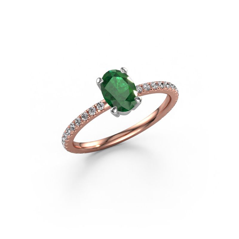 Engagement ring Lynelle 2 585 rose gold emerald 7x5 mm