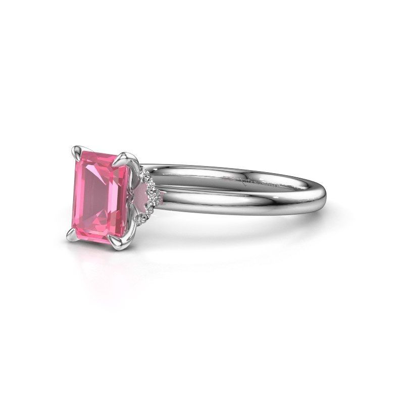 Afbeelding van Verlovingsring Crystal EME 3 950 platina roze saffier 7x5 mm