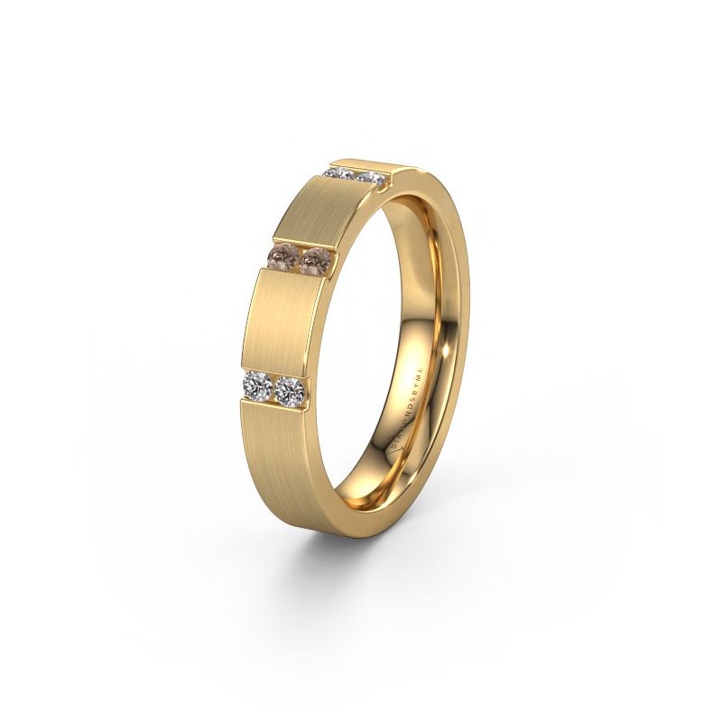 Trouwring WH2133L14BM 585 goud bruine diamant ±4x2.2 mm