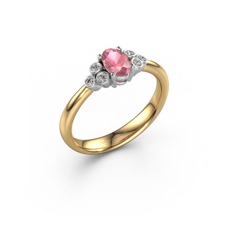 Engagement ring Lucy 1 585 gold tourmaline pink 6x4 mm