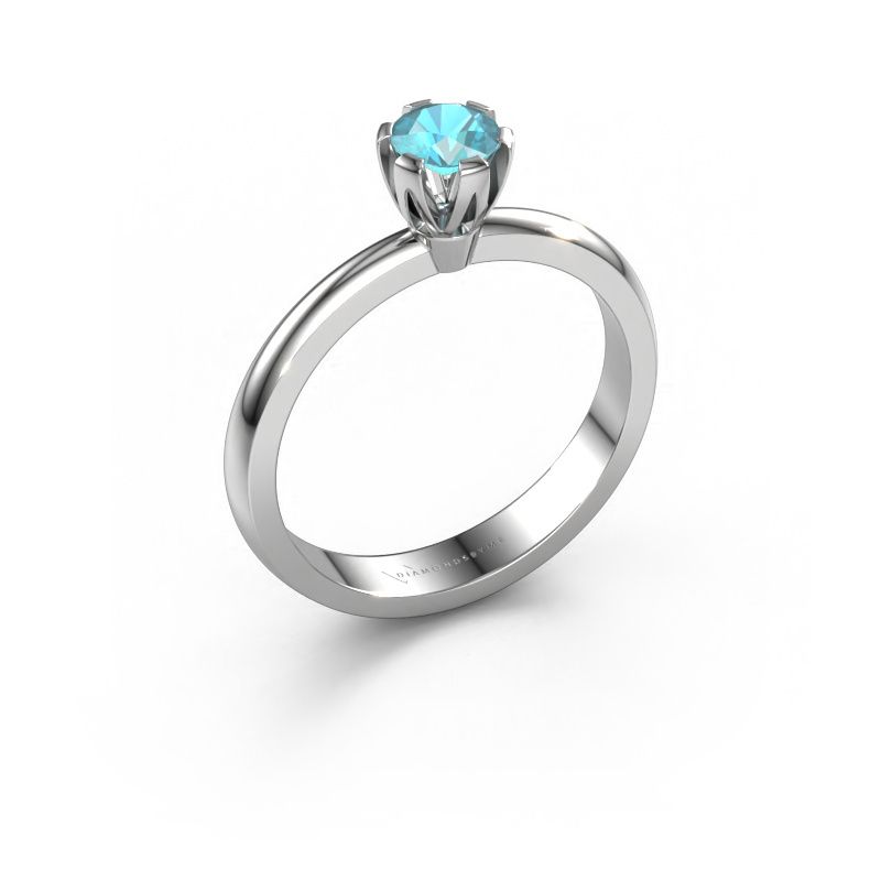 Verlovingsring Julia 950 platina blauw topaas 4 mm