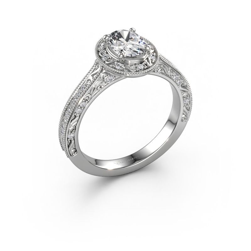 Image of Engagement ring Alice OVL 950 platinum lab-grown diamond 0.904 crt