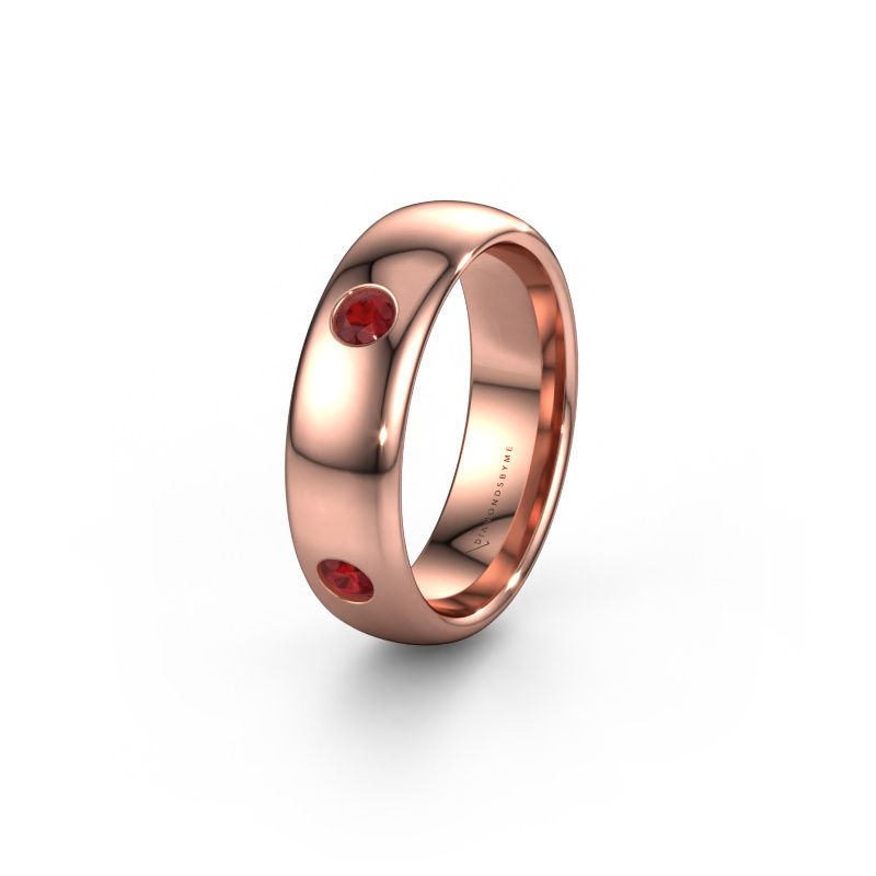 Wedding ring WH0104L36BP 585 rose gold ruby 3 mm ±6x2 mm