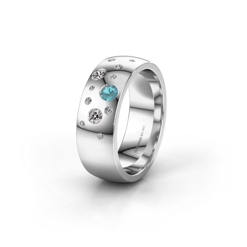 Image of Wedding ring WH0141L26BP<br/>585 white gold ±7x2 mm<br/>Blue topaz