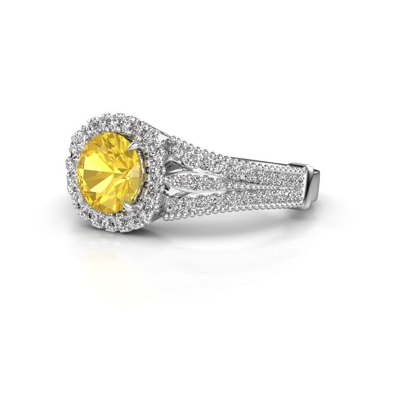 Image of Engagement ring Darla 950 platinum yellow sapphire 6.5 mm