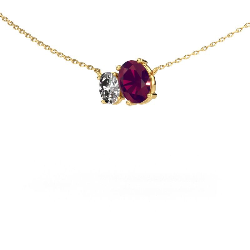 Pendant Toi et Moi OVL OVL 585 gold rhodolite 8x6 mm
