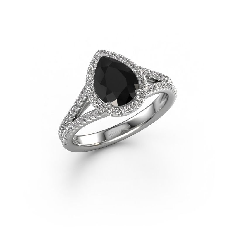 Engagement ring Verla pear 2 585 white gold black diamond 1.637 crt
